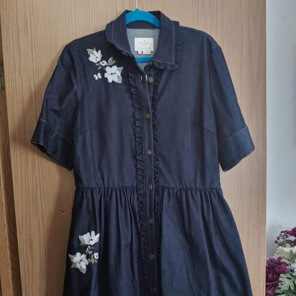 Kate Spade denim dress with floral embroidery